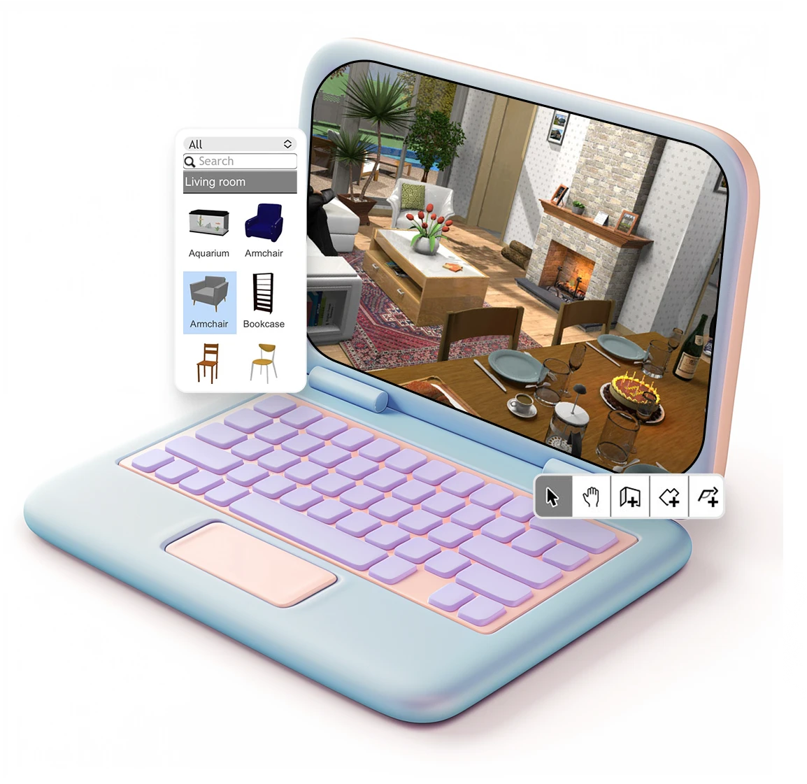 ноутбук з відкритим програмою Sweet Home 3D